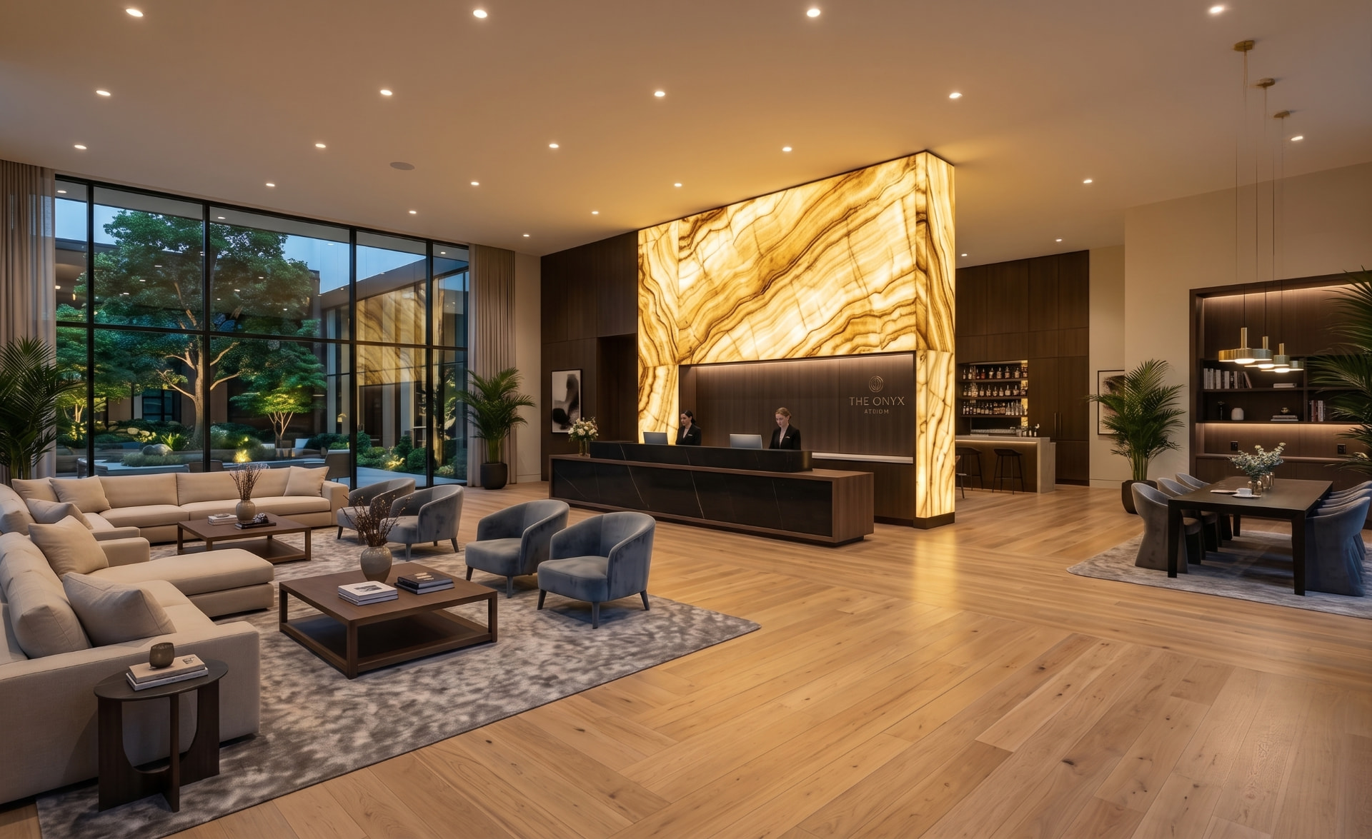Hotel Lobby Stone Walls