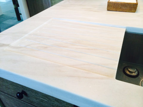 White onyx bar top with an undermount sink