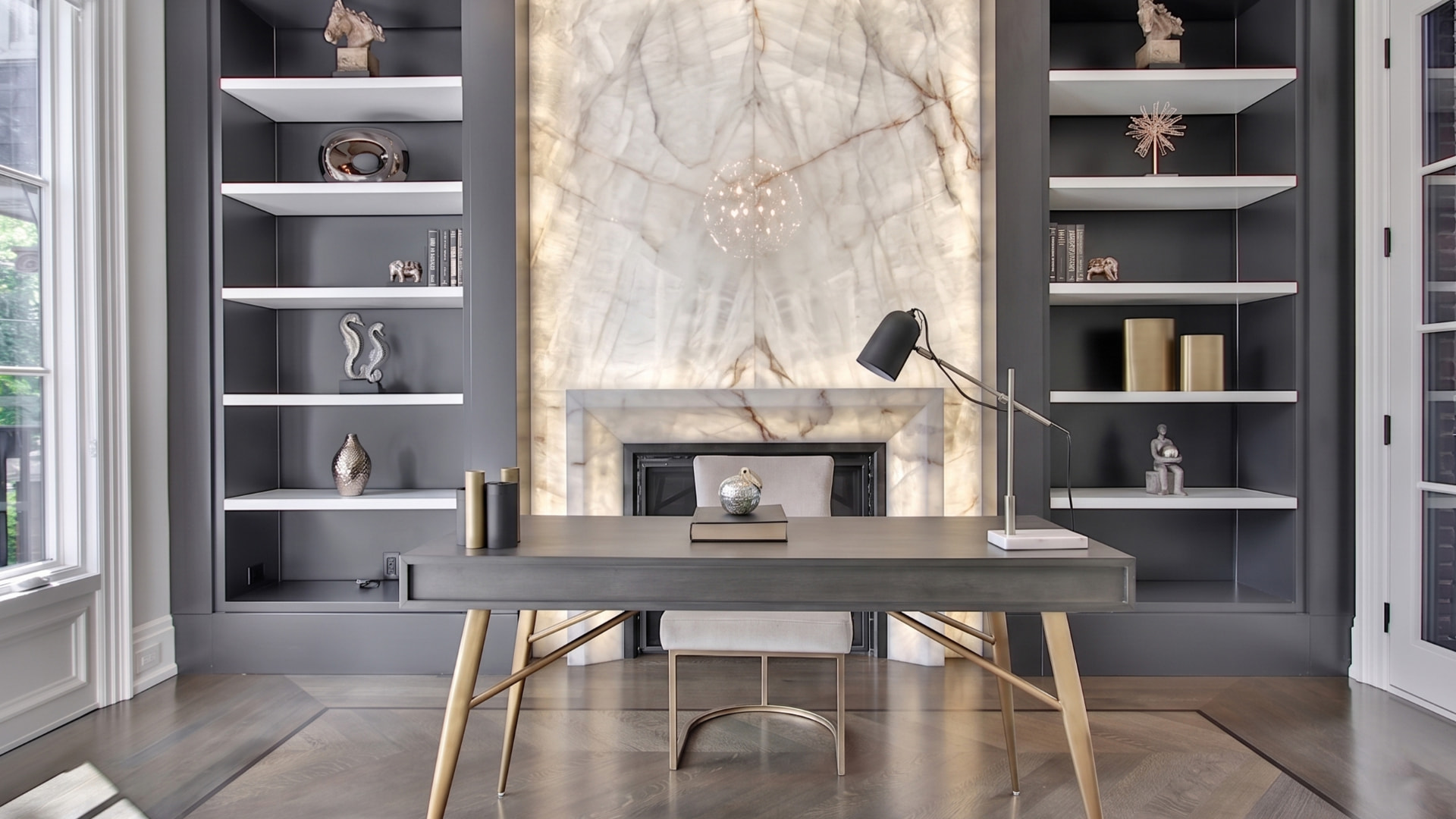 Bookmatched Marble Walls